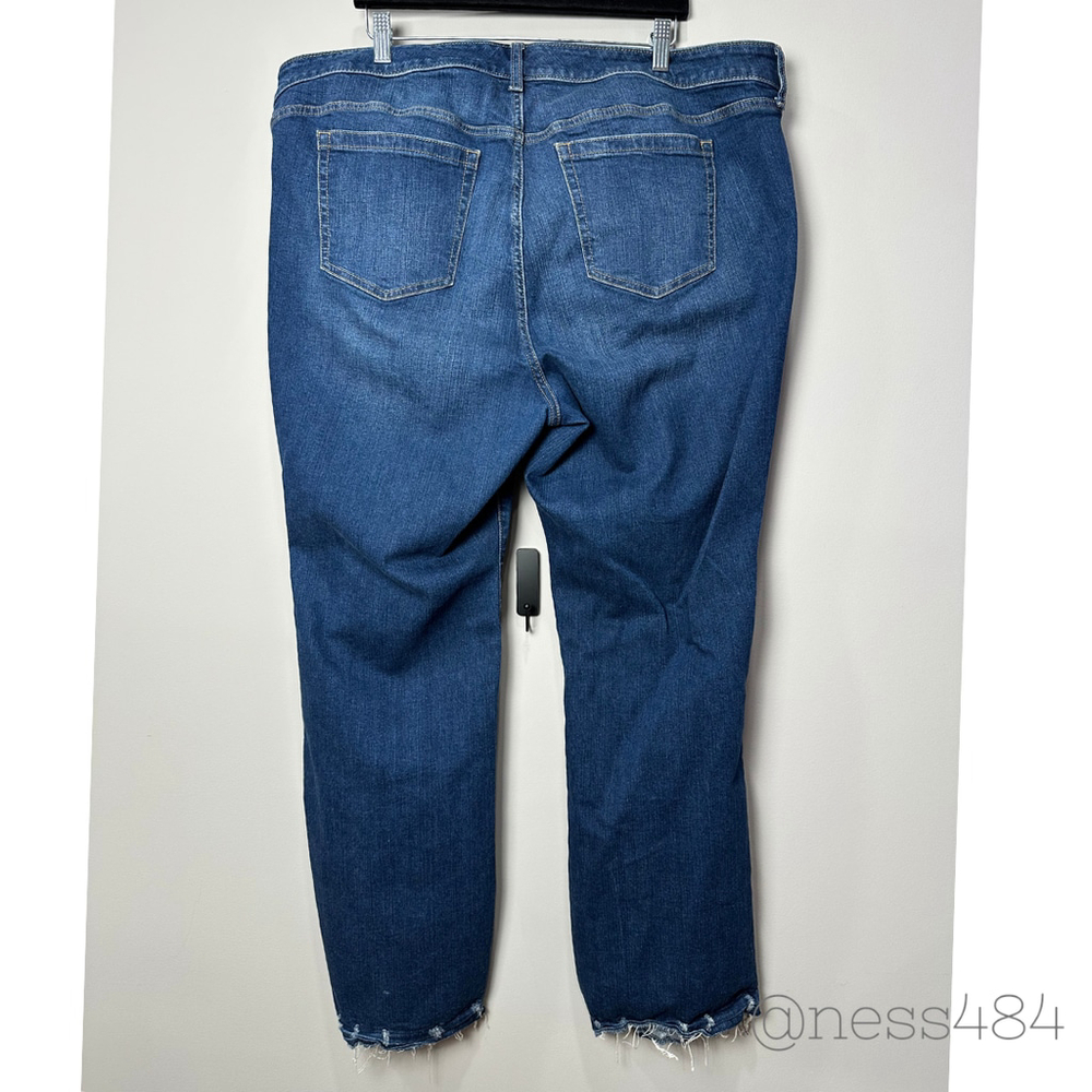 Torrid Mid Rise Slim Boot‎ Jeans Dark Wash Stretch Distressed Hem Women 22R - Picture 4 of 7